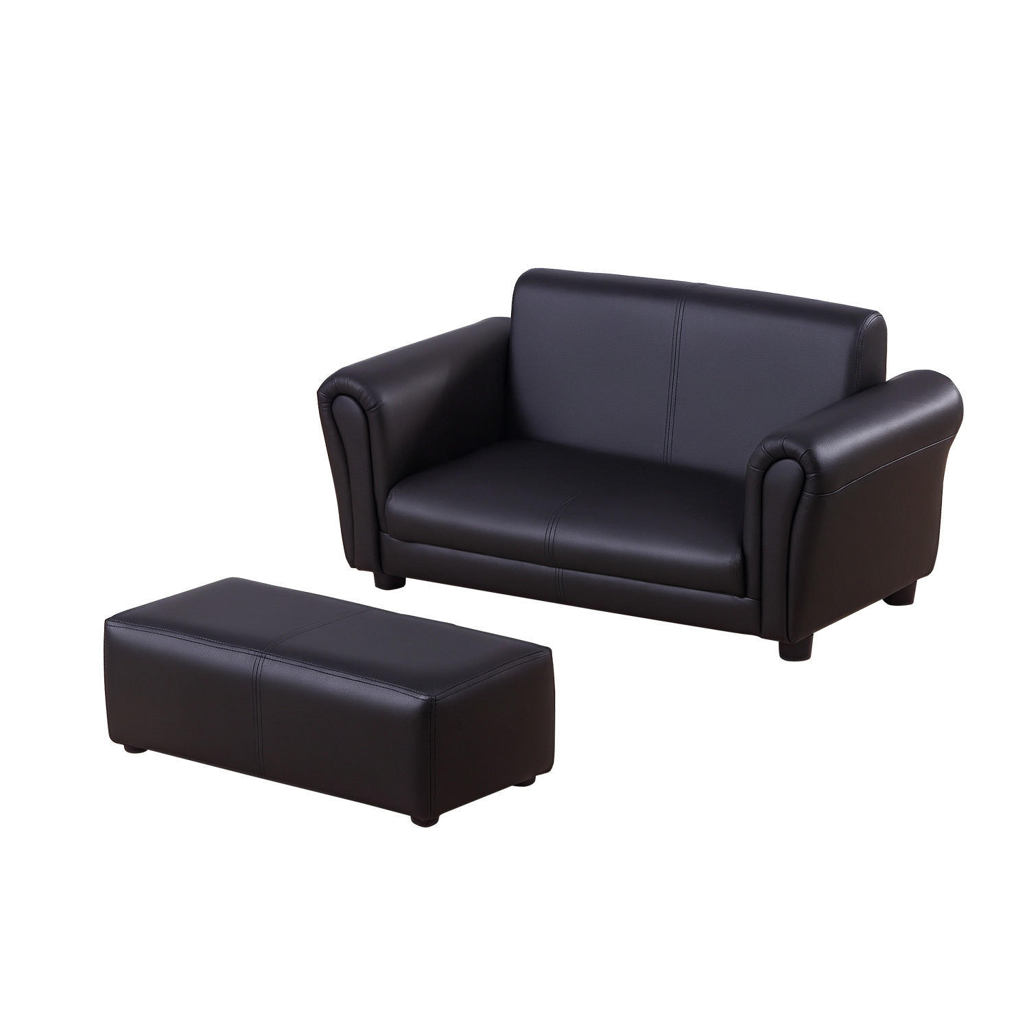 KINDERSESSEL DE-10407 mit Fußhocker & Armlehnen Schwarz - Schwarz, Metall (42/41/83cm) - ComfortXL