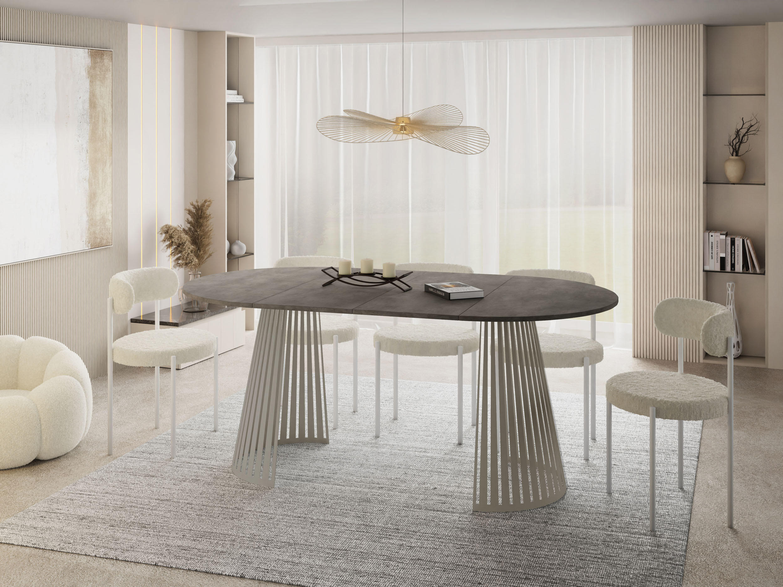 WFL Group Esstisch Dunkelgrau 196x76x120 cm