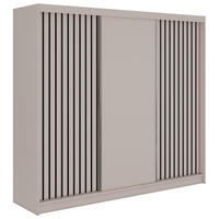 SCHWEBETÜRENSCHRANK mit Lamellen und Schubladen LUMOS - 240 - Kaschmir und Schwarz - Kaschmir/Schwarz, Holzwerkstoff/Metall (240/216/61cm) - MKS