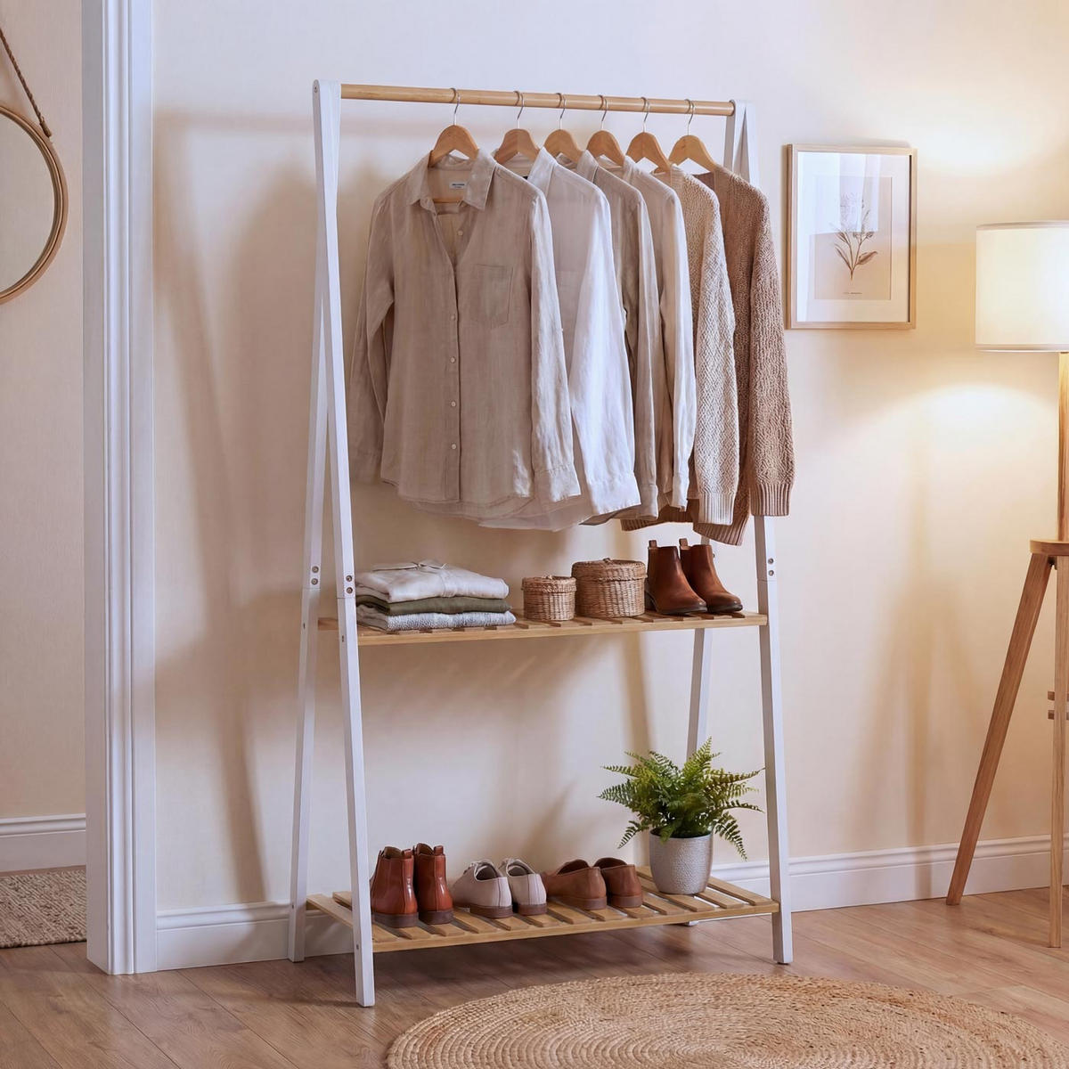 STANDGARDEROBE Weiß - Weiß, Holz (70/130/44cm) - MCW