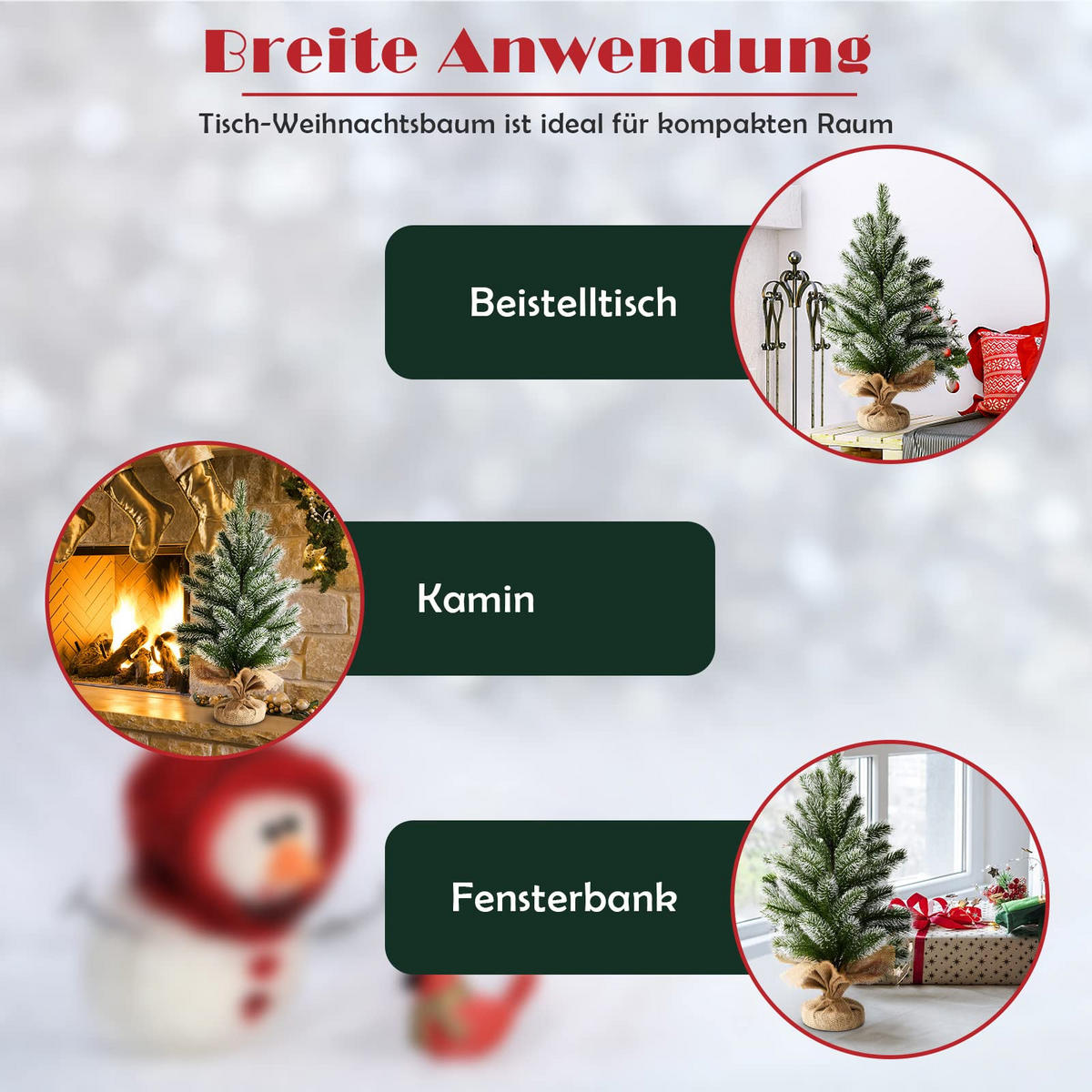WEIHNACHTSBAUM Mini Tisch Tannenform mit Schnee 50 cm grün - Grün, Kunststoff (50cm) - COSTWAY