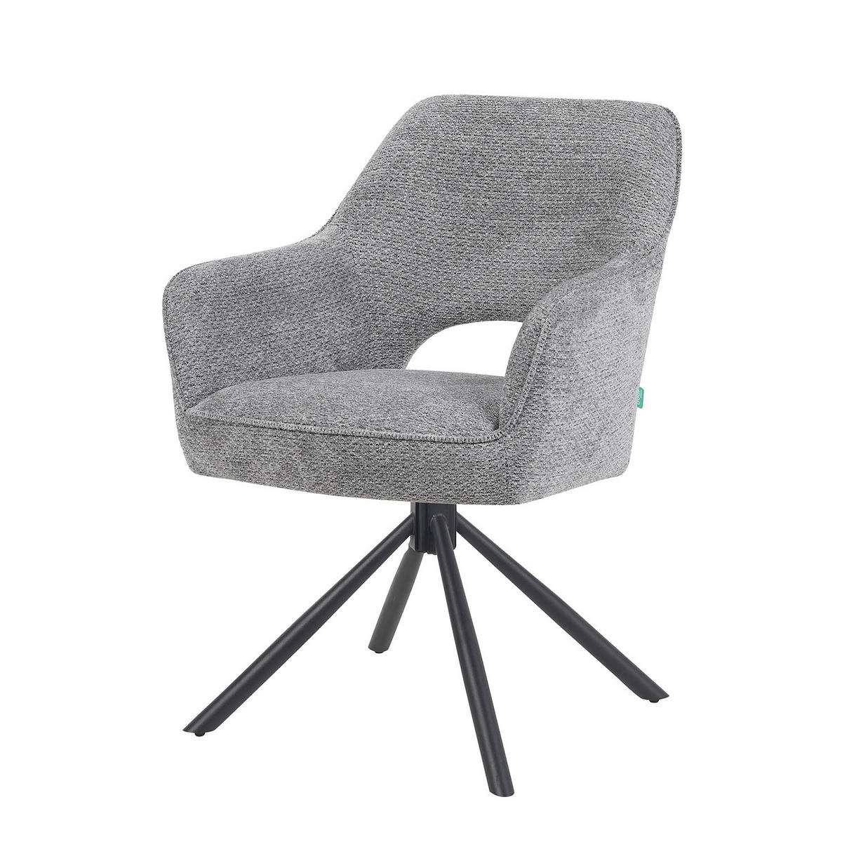 DREHSTUHL Mika-Ben 2er-Set - Dunkelgrau/Schwarz, Textil/Metall (60/87/65cm) - DUBI Möbel