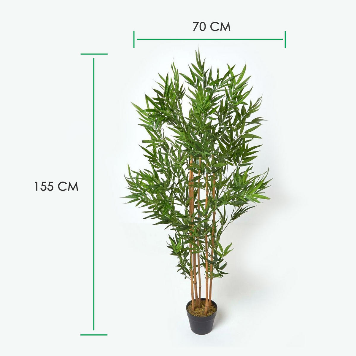 KUNSTBAUM Bambus, 155 cm - Grün, Kunststoff (155cm) - Homescapes