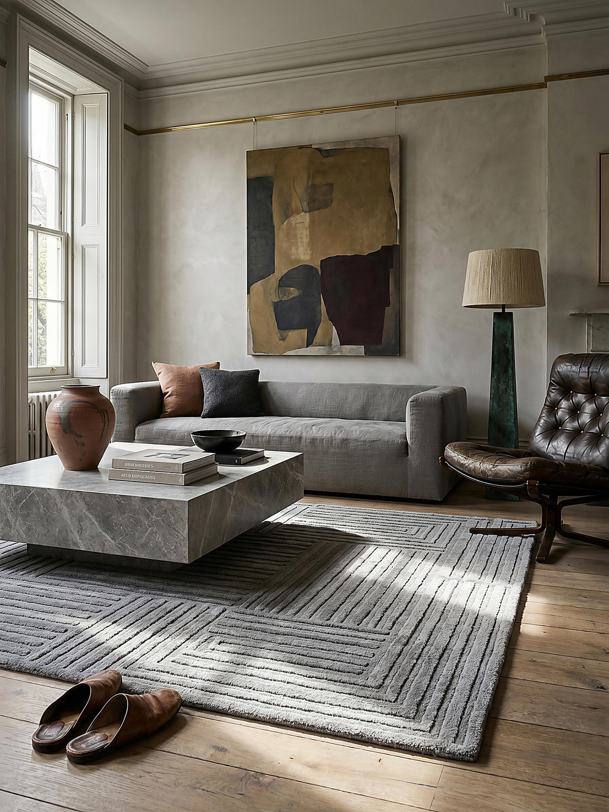 WOLLTEPPICH LEVEN, geometrisch, Grau, 160 x 230 cm - Grau, Textil (230/160cm) - KADIMA DESIGN