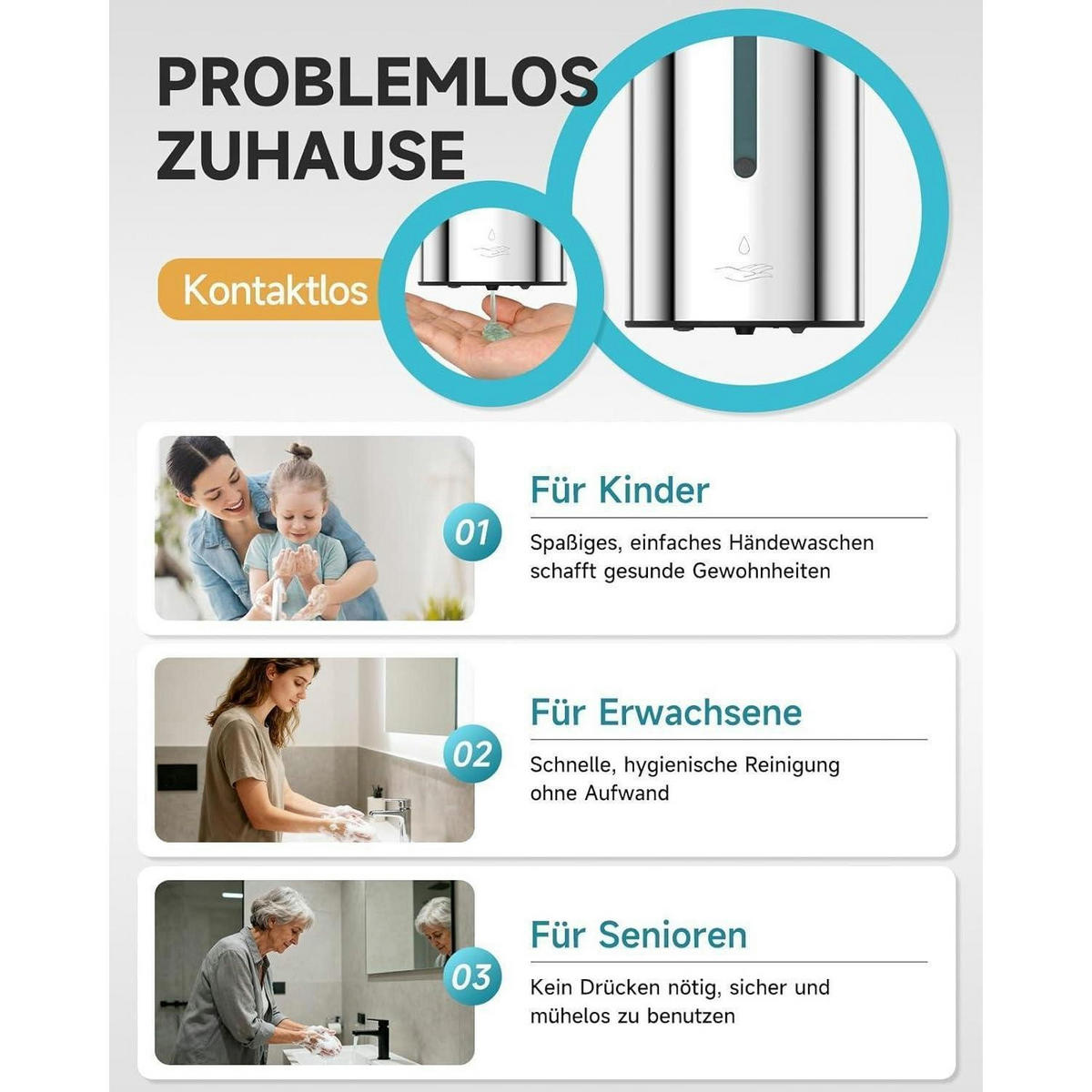 AUTOMATISCHER Seifenspender Wandmontage 750ml Edelstahl poliert - Silberfarben, Metall (11.7/24.7/13.2cm)