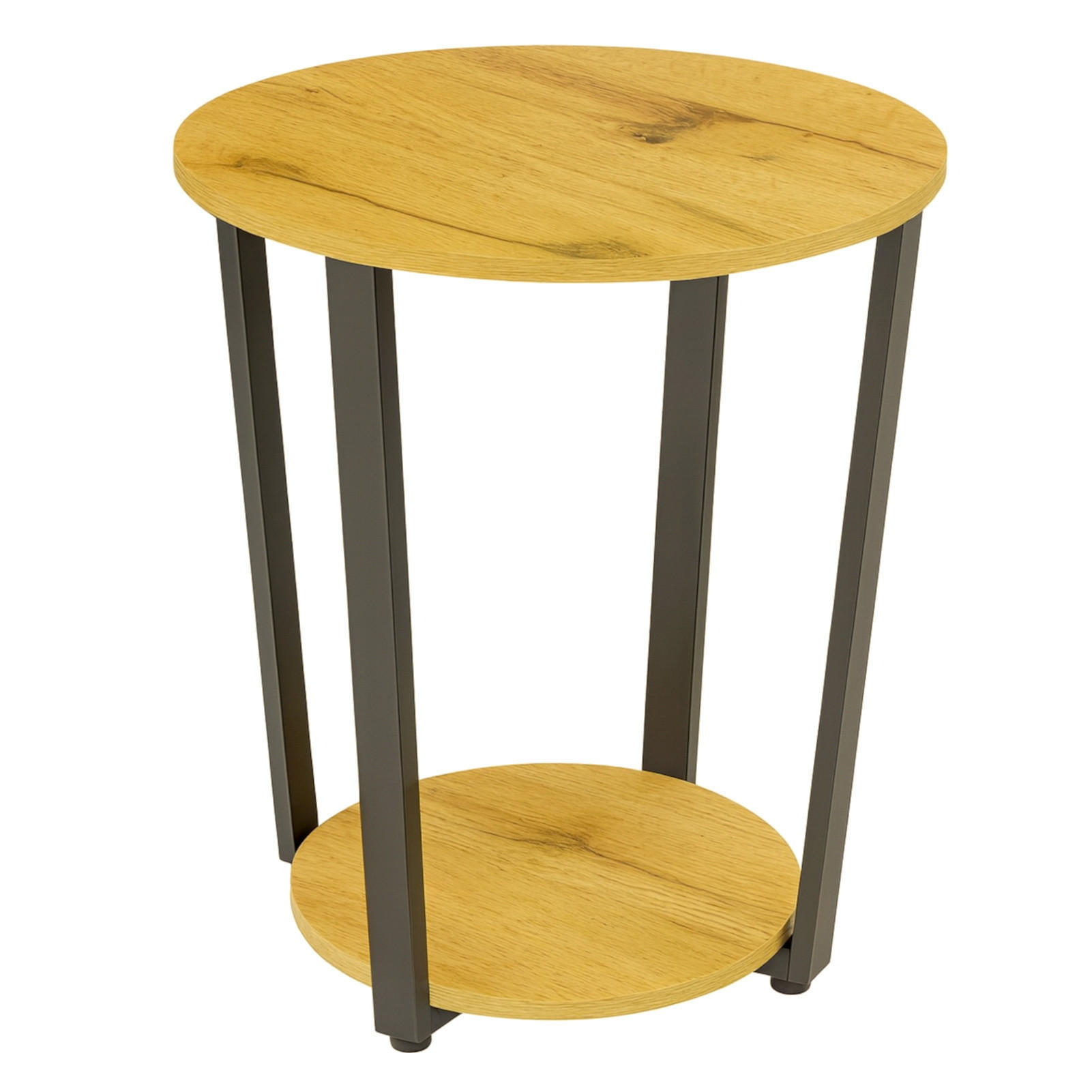 COUCHTISCH Holzoptik Metall Eichefarben Schwarz rund klein 46x52 cm - Eichefarben/Schwarz, Holzwerkstoff/Metall (46/46/52cm) - Begryf