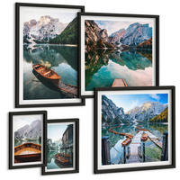 BILDER SET 5er Set - 50x50 cm & 20x30 cm & 40x60 cm Schwarzer Rahmen - Zarte Rosenblüten für die Küche - Schwarz, Kunststoff (40/60cm) - TULUP
