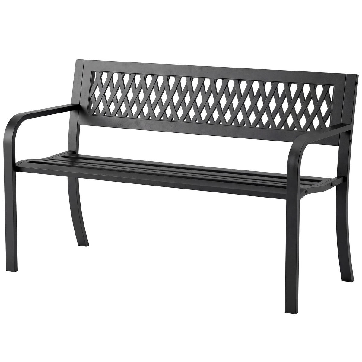 GARTENBANK,2-SITZER Metall Lattenrost Armlehnen,schwarz - Schwarz, Metall (119/75/50cm) - Vallsero