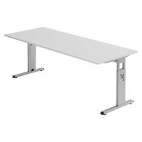 SCHREIBTISCH Serie-O 80/200/74 cm in Grau/Silberfarben - Silberfarben/Grau, Holzwerkstoff (80/200/74cm) - bümö