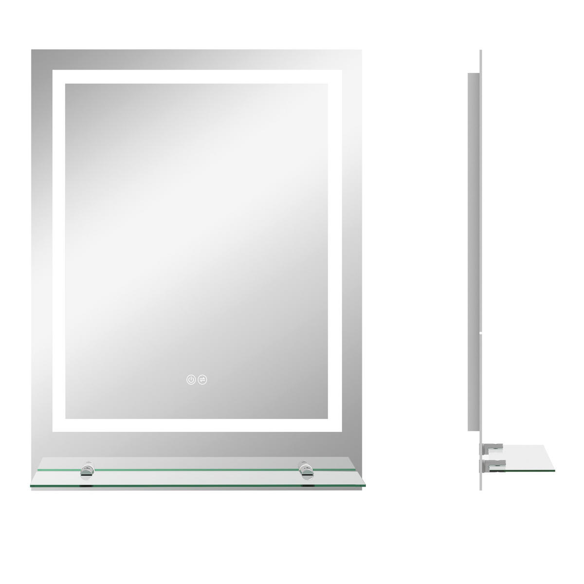 BADSPIEGEL mit Beleuchtung, Wandspiegel mit 3 Lichtfarben, Anti-Beschlag - Transparent, Glas (50/2.7/70cm) - Kleankin