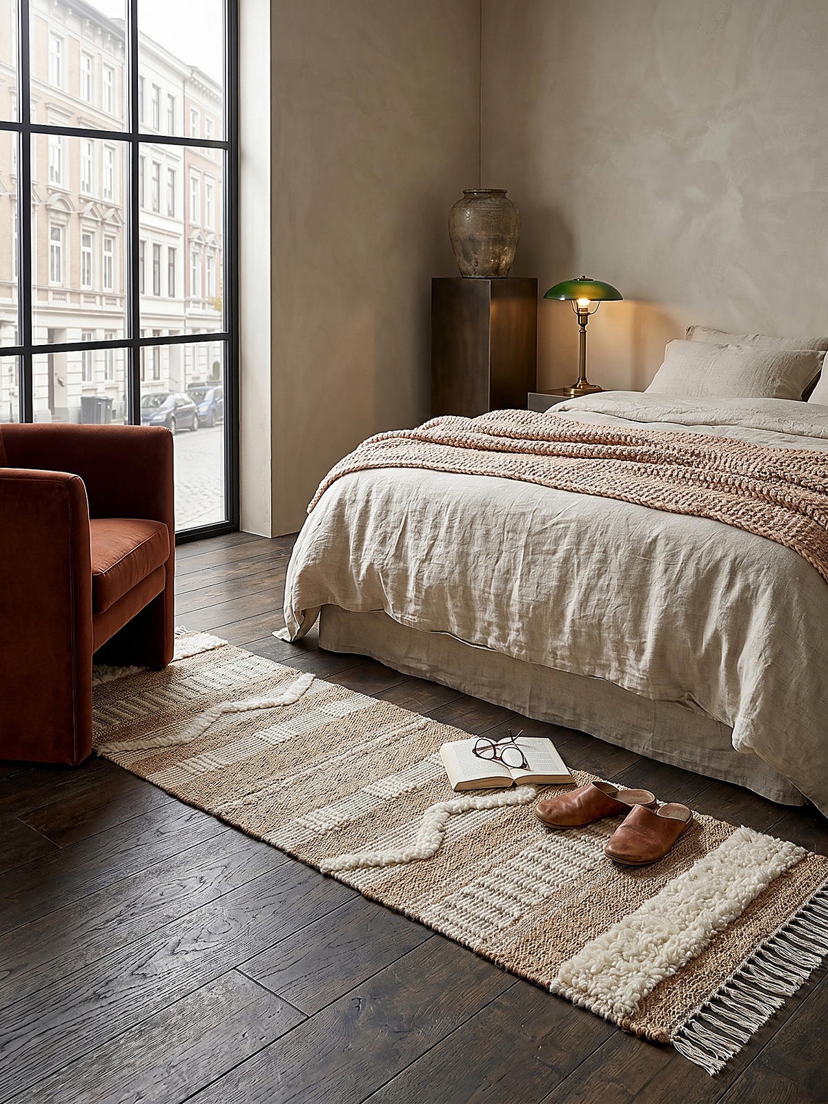 NATURTEPPICH handgewebt Jute-Wolle-Mix skandinavisch WHARFE, Braun-Beige 60x230 cm - Braun, Textil (230/60cm) - KADIMA DESIGN