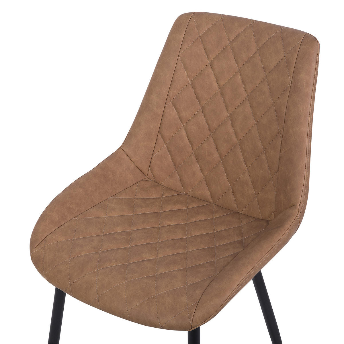 STUHL 2er-Set Kunstleder Braun Maribel - Braun, Textil/Metall (52/85/61cm) - Beliani