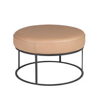 HOCKERBANK Braune Lederbank Ø77/46cm - Taupe/Schwarz, Leder/Fell (77/46/77cm) - ANGEL CERDA