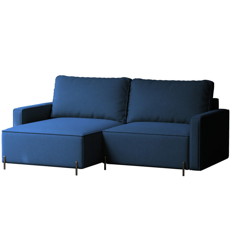 ECKSOFA LEO Links, mit Schlaffunktion und Bettkasten, Marineblau - Dunkelblau, Textil/Metall (229/148cm) - Idohome