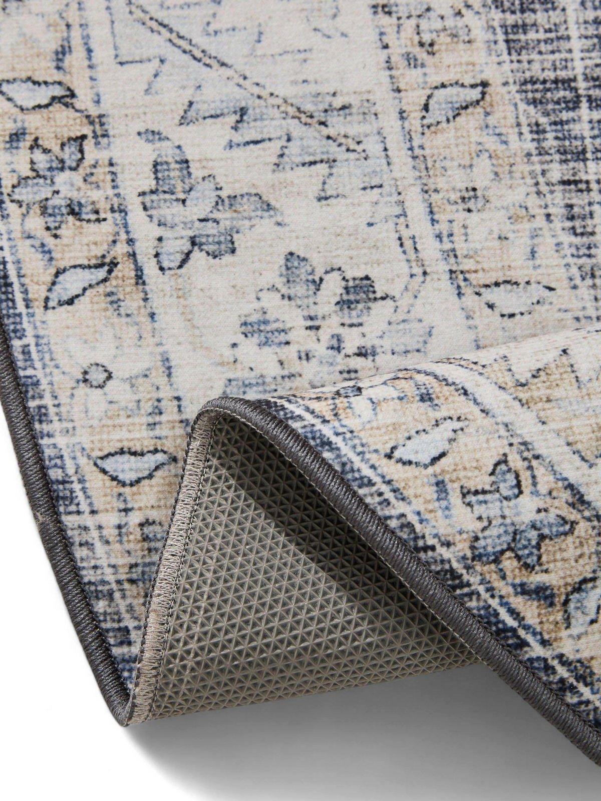 VINTAGE-TEPPICH George waschbar ø 120 cm rund - Blau, Kunststoff (120/120cm) - benuta