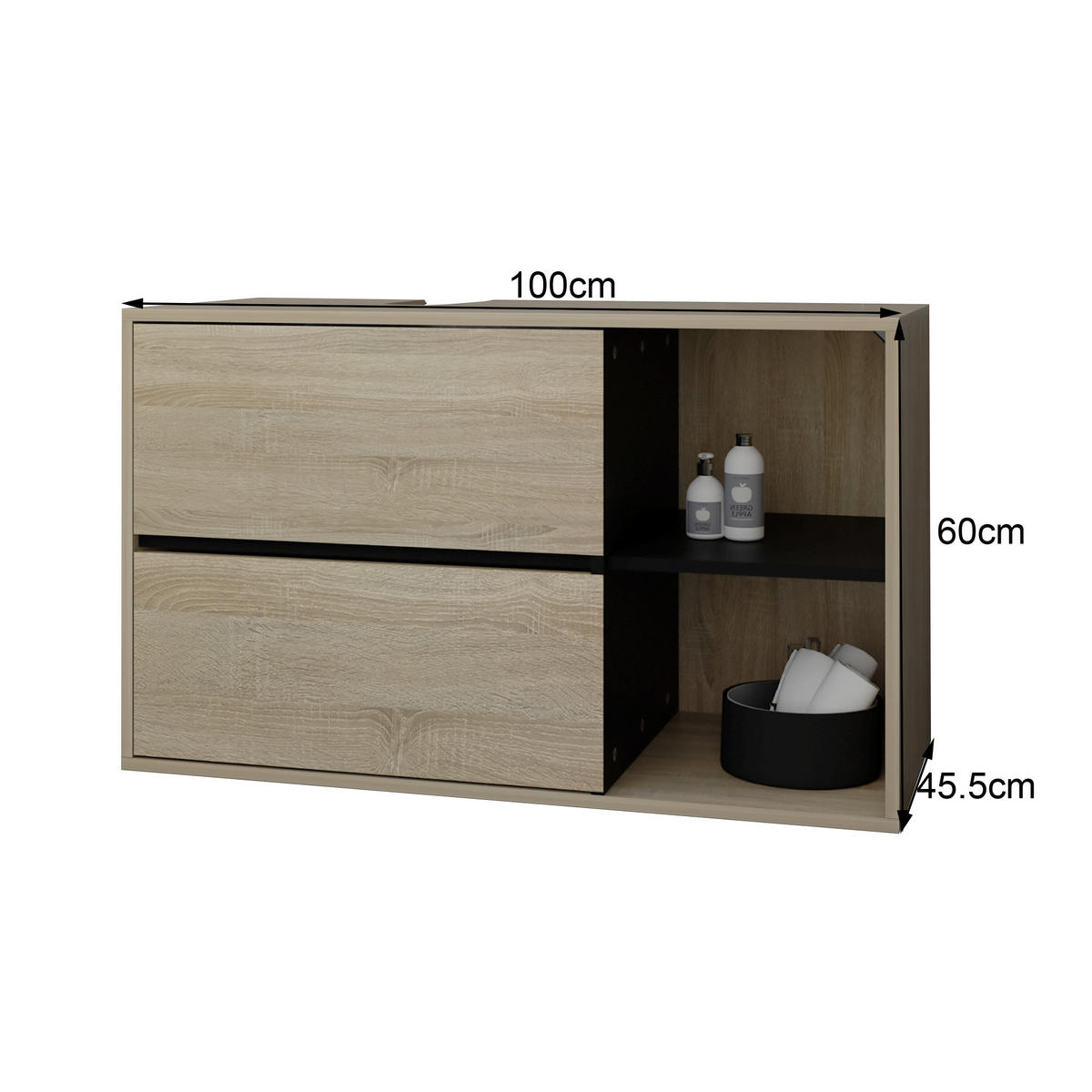 UNTERSCHRANK - Braun, Holz (100/60/45.5cm) - ML-DESIGN