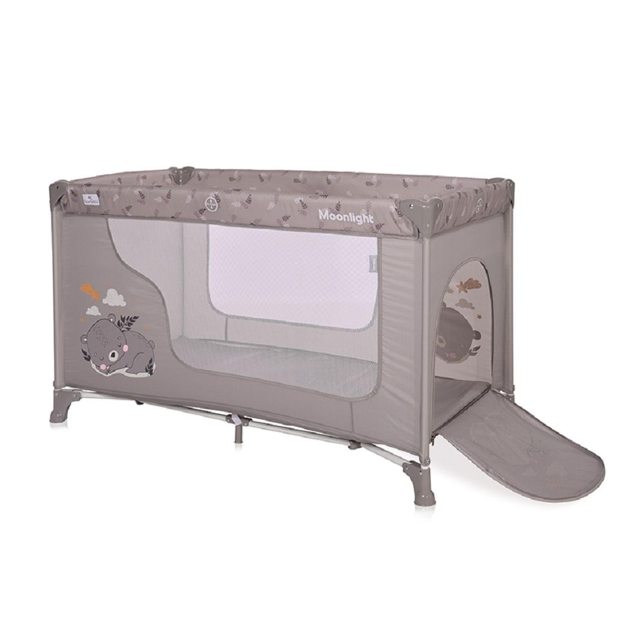 BABY REISEBETT Laufstall Moonlight braun seitliche Öffnung Tragetasche faltbar - Braun, Kunststoff (60/120cm) - Lorelli