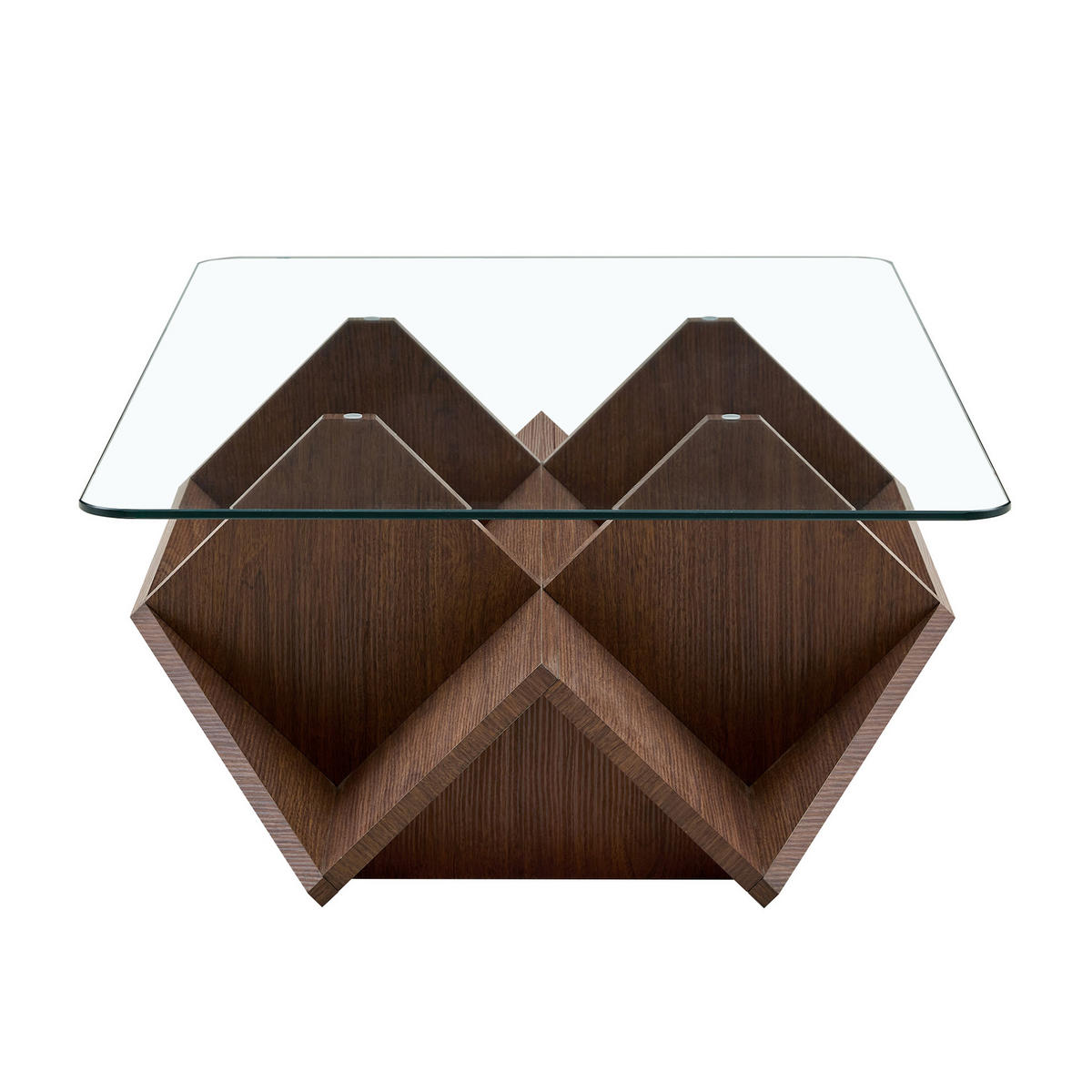 COUCHTISCH aus MDF und gehärtetem Glas in Walnuss mit offenen Aufbewahrungsfächern - Walnussfarben, Holzwerkstoff (103/63/33.5cm) - Modfu
