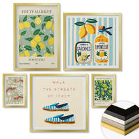 WANDBILDER 5er Set - 50x50 cm & 20x30 cm & 40x60 cm Goldrahmen - Zitrusfrüchte der italienischen Tropen - Goldfarben, Kunststoff (40/60cm) - ArtPrintCave