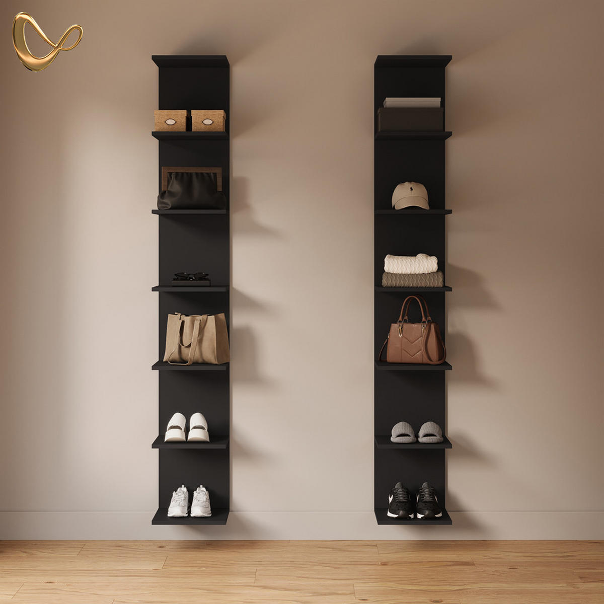 WANDREGAL Vesuvio Weiß 30 x 95 cm 2er Set - Weiß, Holzwerkstoff (30/95/28cm) - Livinity®