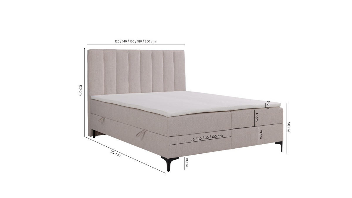 BOXSPRINGBETT SERANO mit Topper und Bettkasten, Braun, 120x200 cm - Braun, Textil (120/200cm) - KS Home Concept