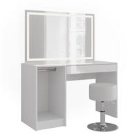 SCHMINKTISCH Sherry Weiß/Weiß Hochglanz 119.8 cm mit LED-Beleuchtung und Hocker - Weiß Hochglanz, Holzwerkstoff (119.8/76/50.1cm) - Vicco