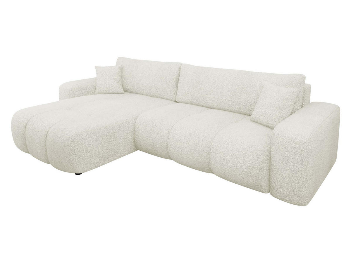 ECKSOFA Furyn Maxi Boucle - Creme/Schwarz, Holzwerkstoff/Kunststoff (274/145cm) - MIRJAN24