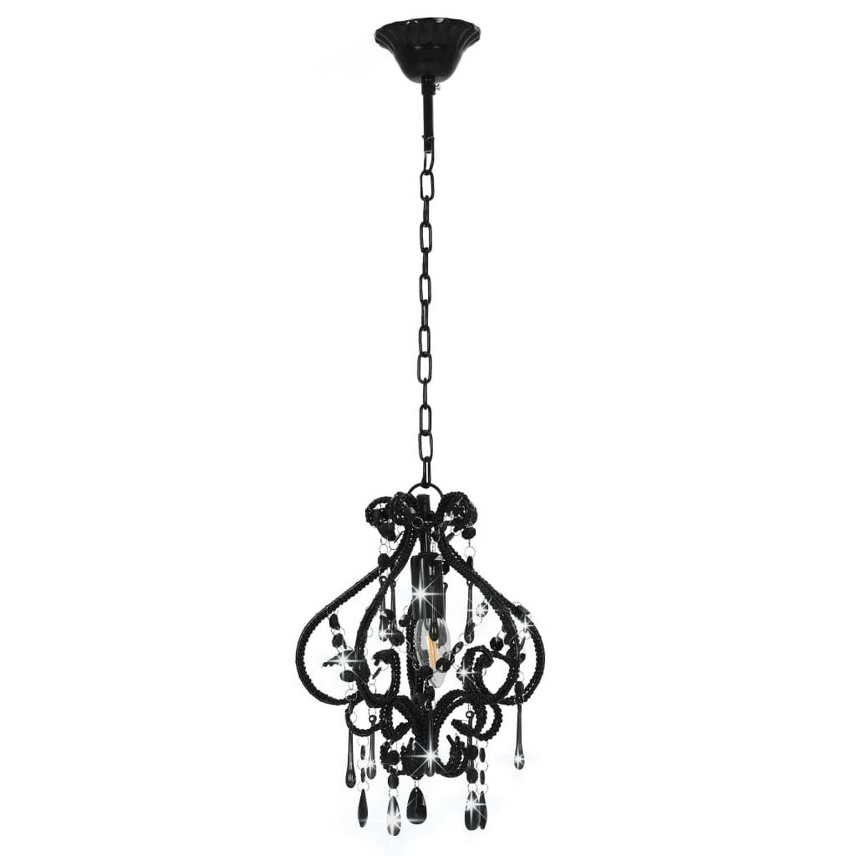 DECKENLEUCHTE Mit Perlen Schwarz Rund E14 - Schwarz, Metall (24/4/32cm) - vidaXL