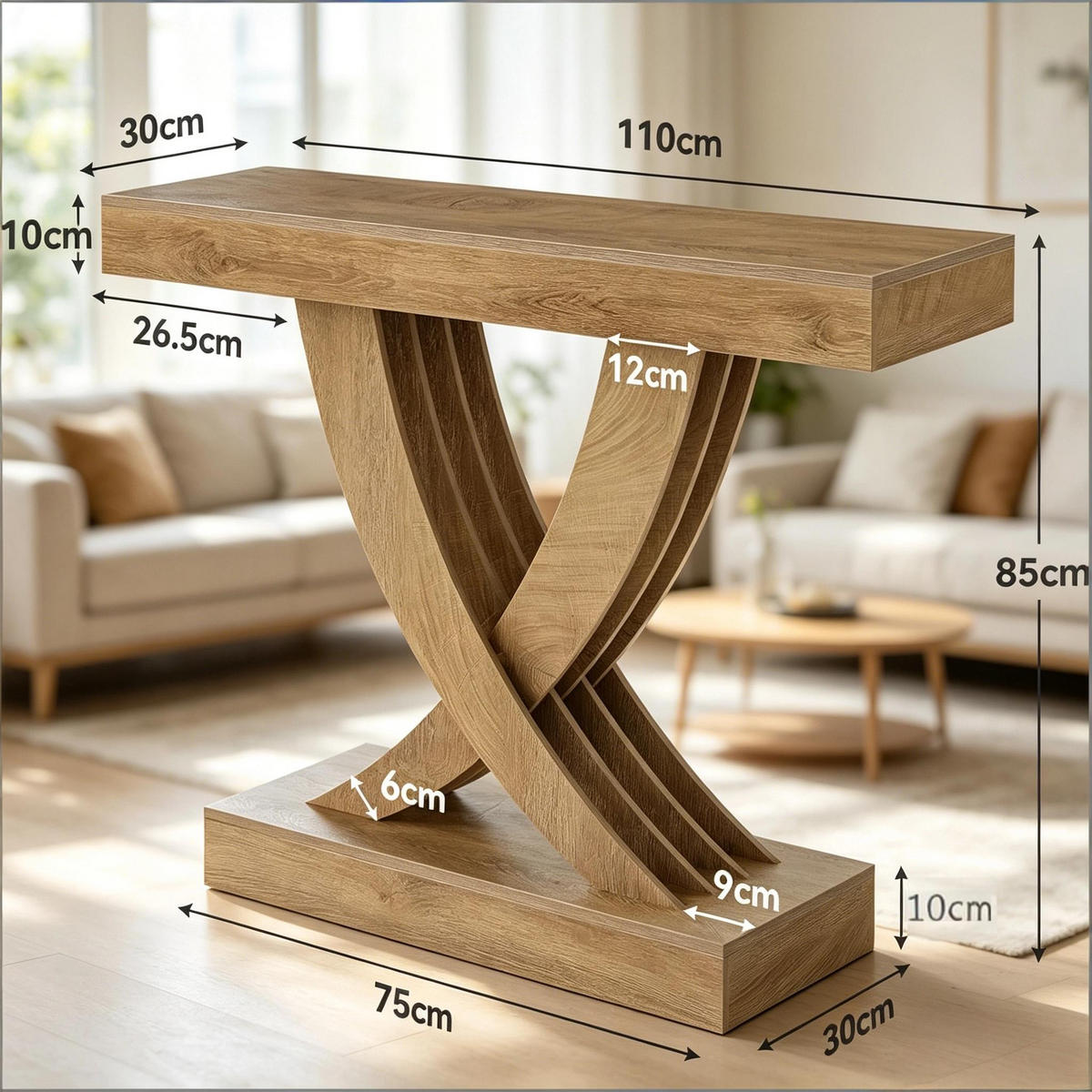 KONSOLENTISCH Braun 110/30/85 cm - Braun, Holzwerkstoff (30/110/85cm) - PANGIVO