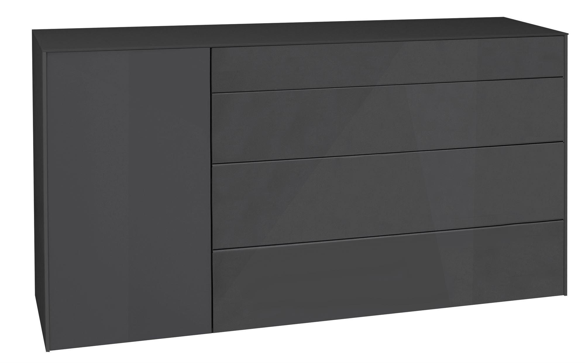 KOMMODE Elfi 169x42x89 Hochglanz Anthrazit/Glas Anthrazit - Anthrazit, Holzwerkstoff (169/89/42cm) - 58aufmkessel