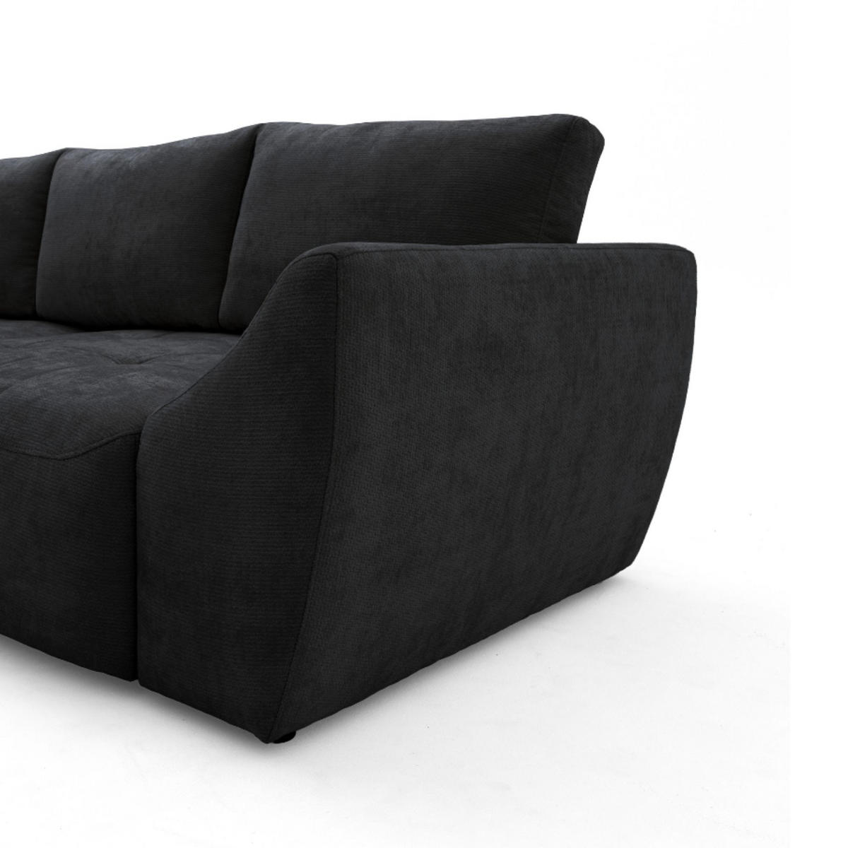 ECKSOFA NICE L Links mit Schlaffunktion 137x204 Chenille Anthrazit - Anthrazit/Schwarz, Holz/Textil (260/165cm) - Muffo