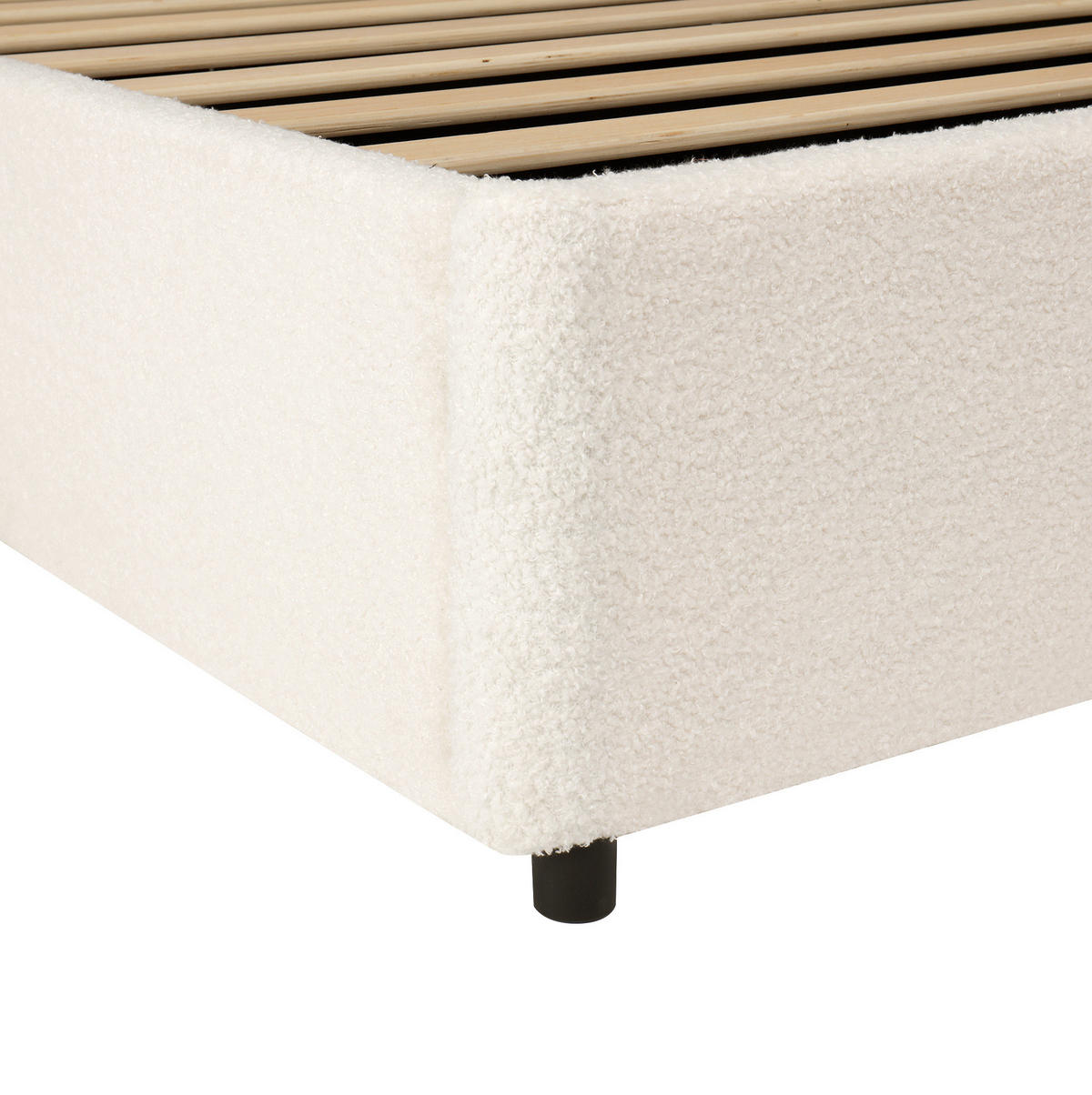 KINDERBETT 90/200 cm aus Bouclé mit hydraulischem Stauraum Beige - Beige, Holzwerkstoff (90/200cm) - Modenvie