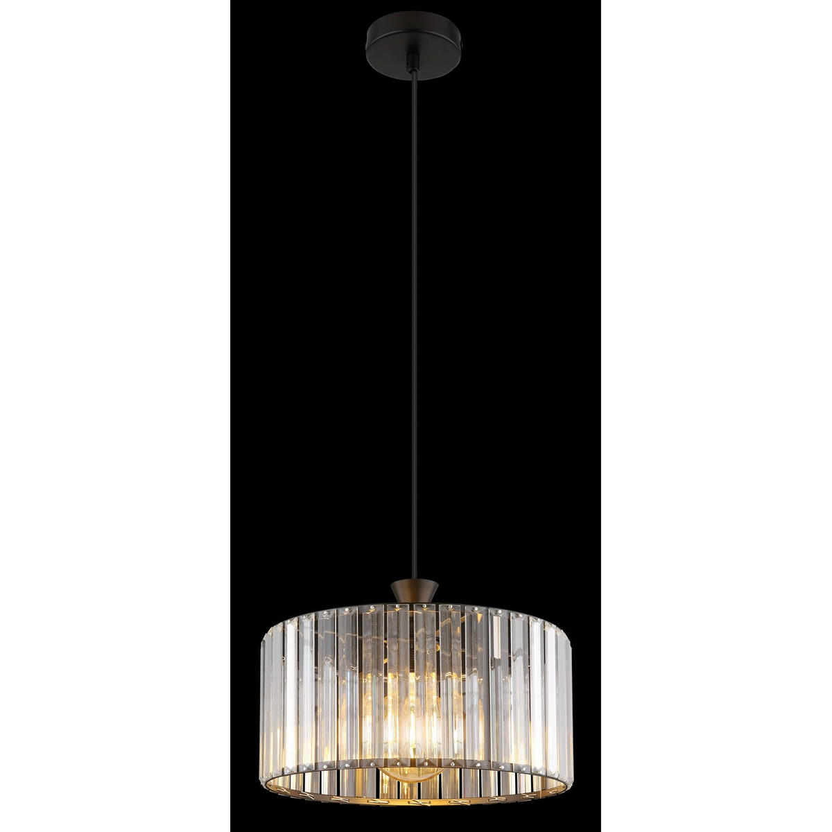 PENDELLEUCHTE Metall Schwarz-matt Kristalle - Schwarz, Metall (31/31/120cm) - Globo Lighting
