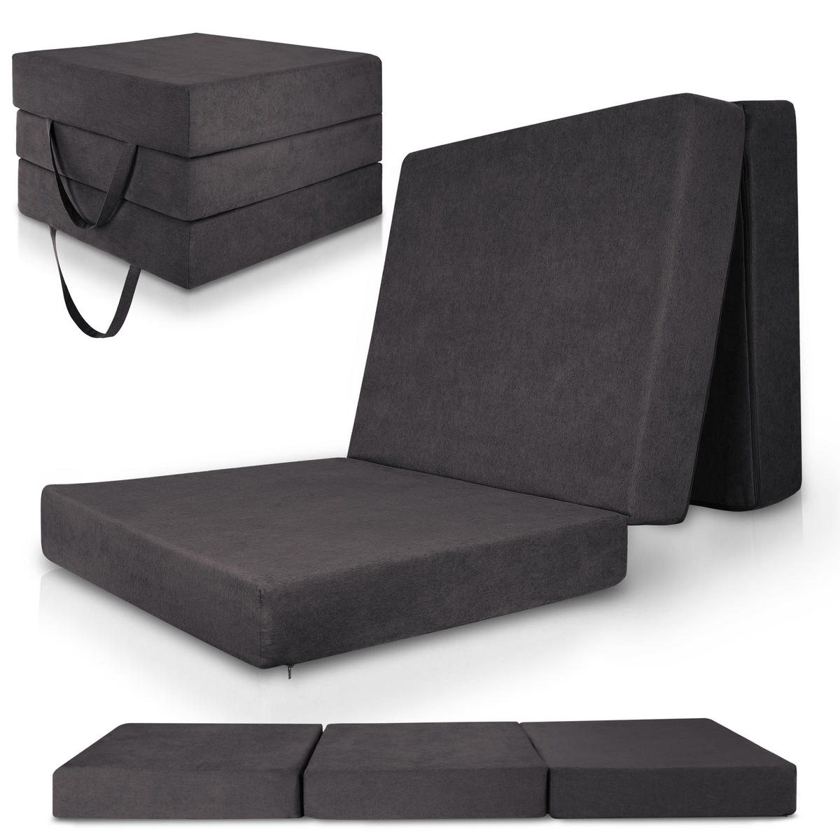 VISCO KLAPPMATRATZE VS95 201/90/14 cm Anthrazit - Anthrazit, Kunststoff/Textil (90/201cm) - Beautissu 