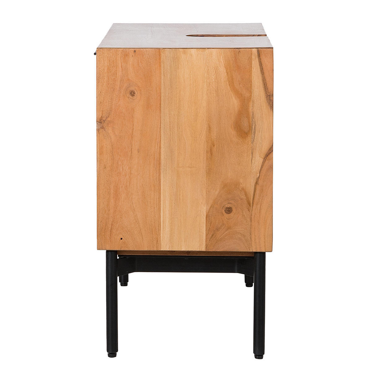 MASSIVER WASCHBECKENUNTERSCHRANK - Akazie massiv - Schwarz/Akaziefarben, Holz/Metall (80/66/38cm) - home24
