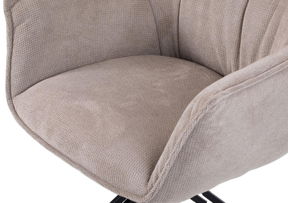 DININGSESSEL Ginosa - drehbar - beige - Beige/Schwarz, Textil/Metall (62/90/66cm) - bene living