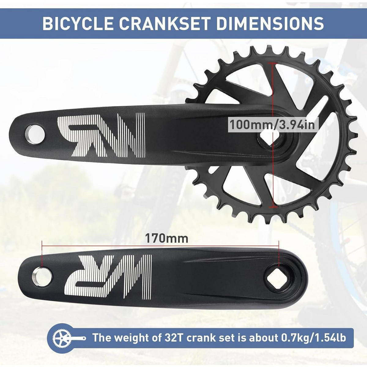FAHRRAD-KURBELGARNITUR Set 170mm 32T/34T/36T/38T Aluminiumlegierung Schwarz - Schwarz, Metall (10/1/17cm)