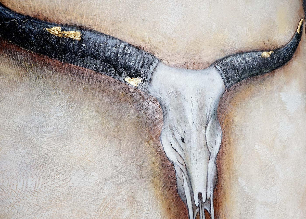 ÖLGEMÄLDE STIER HANDGEMALT Mehrfarbig - Multicolor, Textil (100/100cm) - MCW