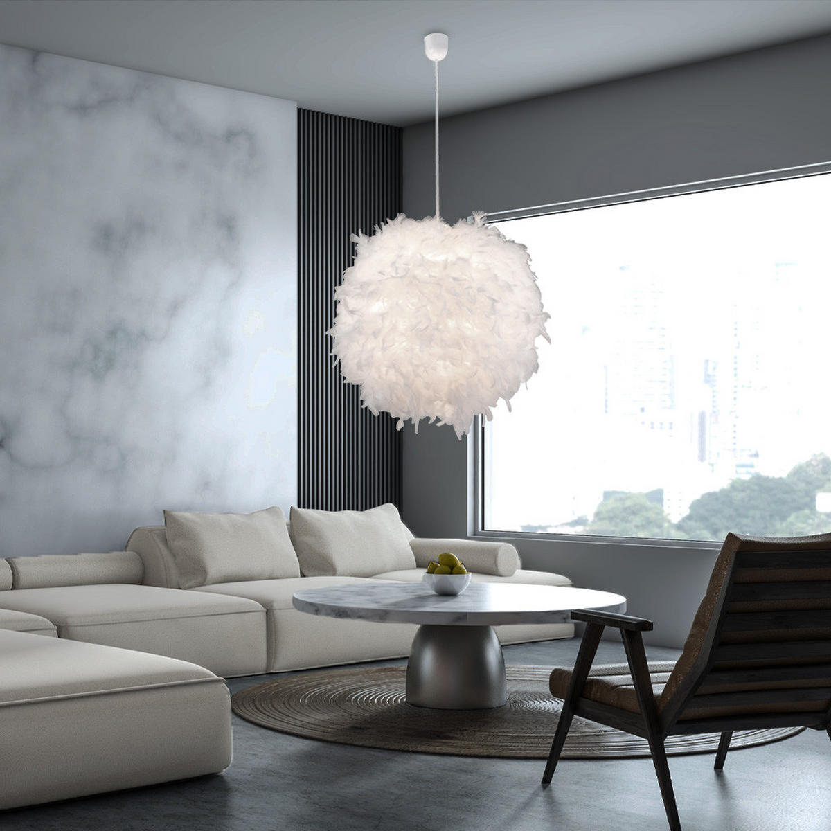 LED HÄNGELEUCHTE Katunga Weiß - Weiß, Metall (60/60/130cm) - Globo Lighting