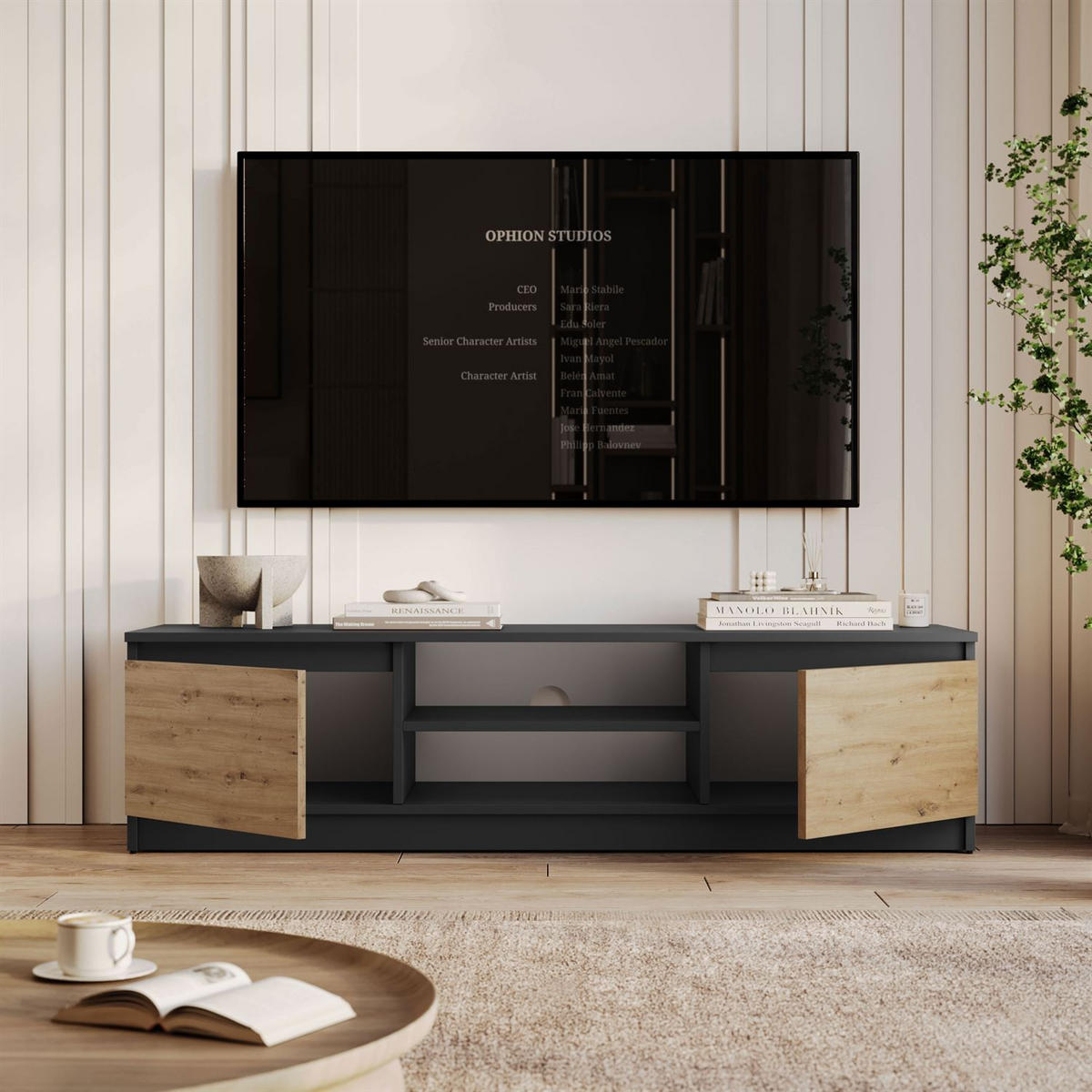 LOWBOARD HANA 140 cm Artisan Eiche / Anthrazit - Eiche Artisan, Holzwerkstoff (140/36/40cm) - Lookway