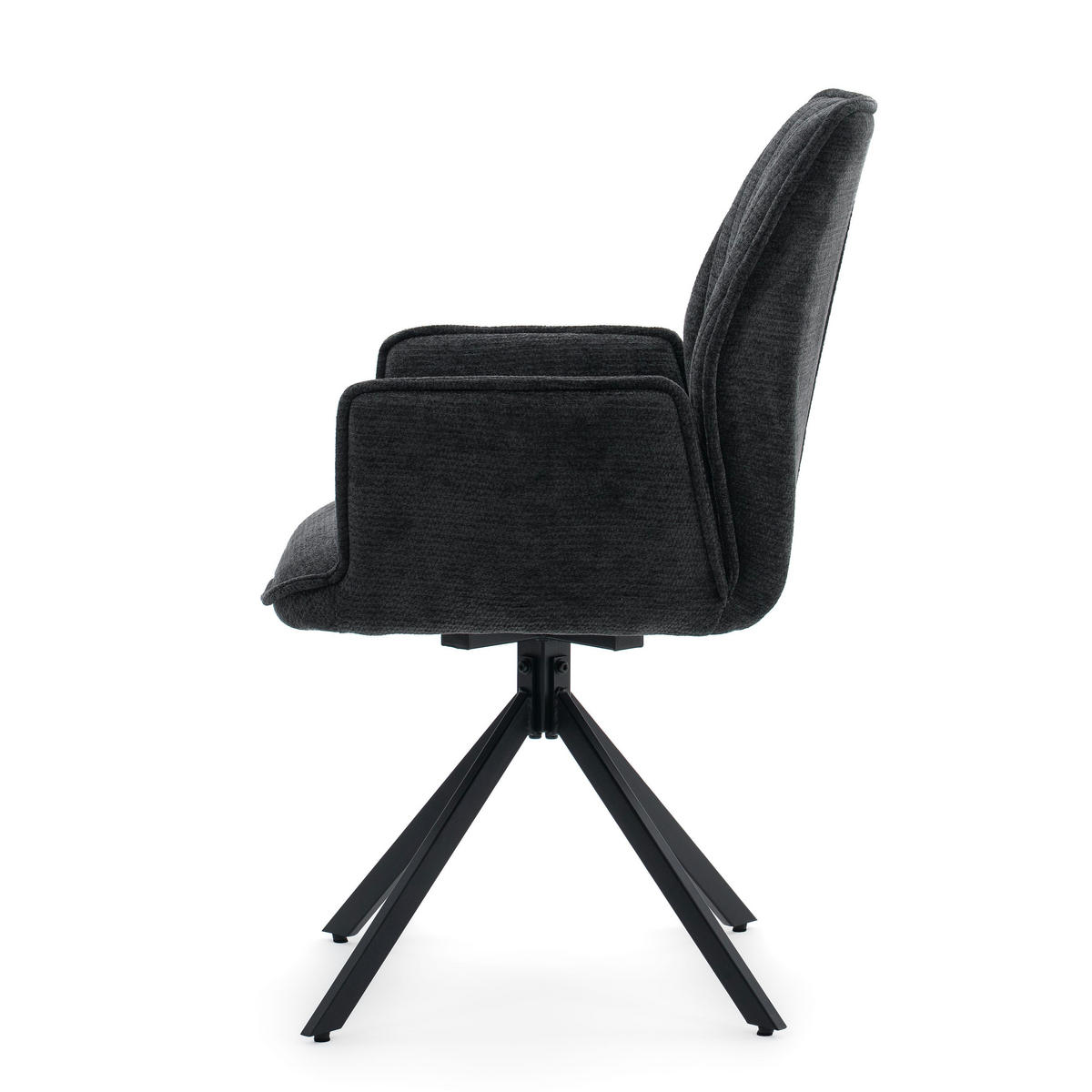 STUHL MERANO drehbar gepolsterter mit Steppung - graphit - Chenille - Dunkelgrau/Schwarz, Textil/Metall (58/90/61cm) - NEW HOME