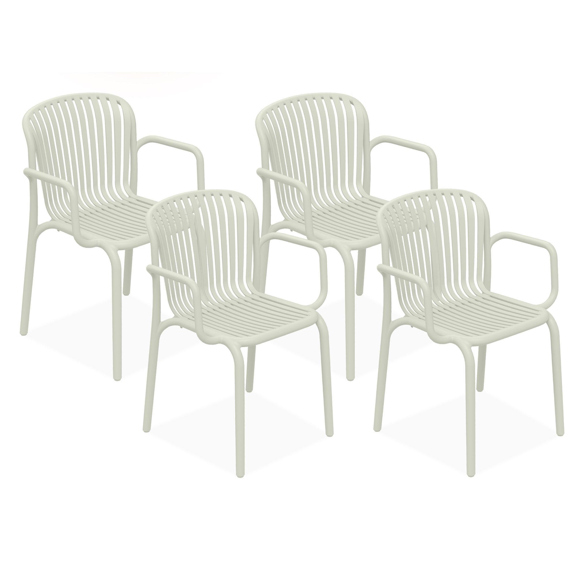 GARTENSTUHL FICCARI 4-er Set, Beige - Beige, Kunststoff (57.5/82.5/53cm) - KONSIMO®