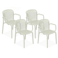 GARTENSTUHL FICCARI 4-er Set, Beige - Beige, Kunststoff (57.5/82.5/53cm) - KONSIMO®