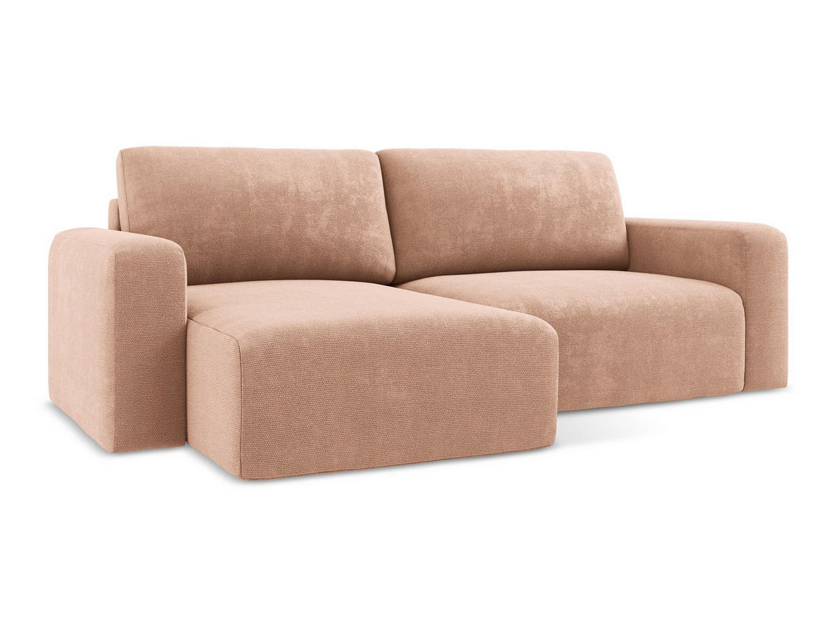 ECKSOFA mit Schlaffunktion links Chenille Stoff Pink - Pink/Koralle, Kunststoff/Textil (149/244cm) - Makamii
