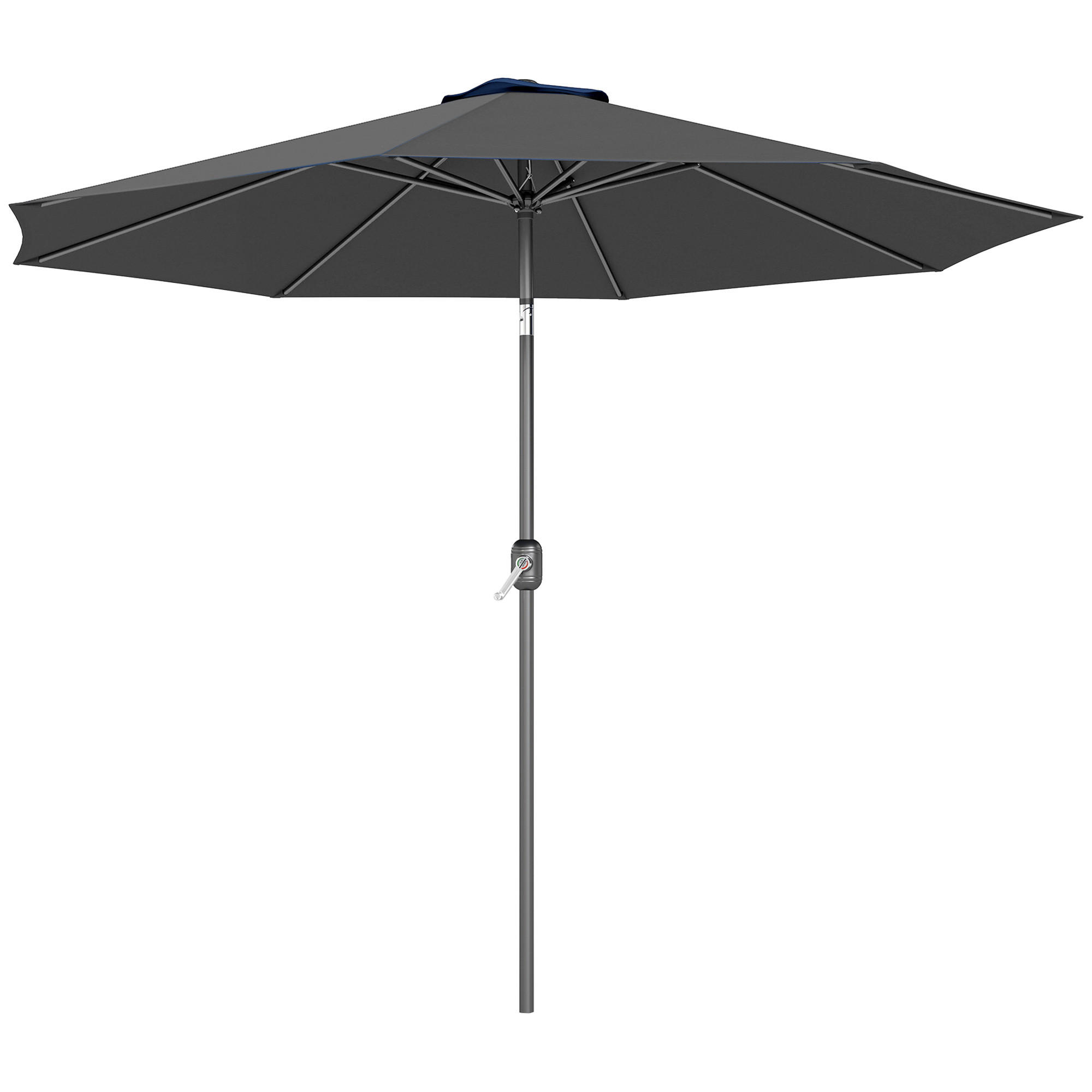 SONNENSCHIRM DE-11357 neigbar, mit Kurbel, Ø 3 m Grau - Dunkelgrau, Metall (295/295cm) - ComfortXL