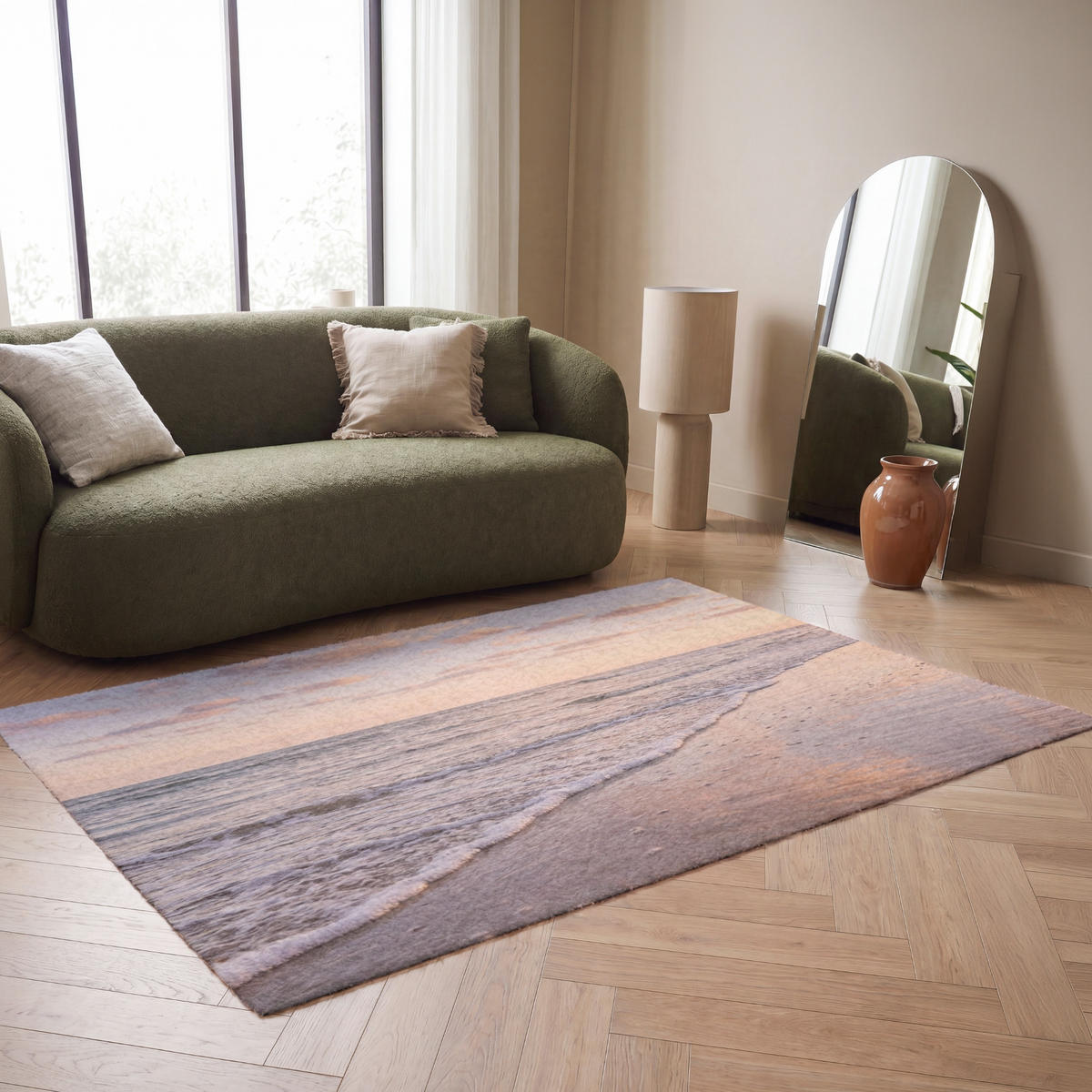 KOBERCE - Pláž - Príboj - Oblaky - 180x120 cm - svetloružová, textil/plast (180/0.4cm) - OnlyWow