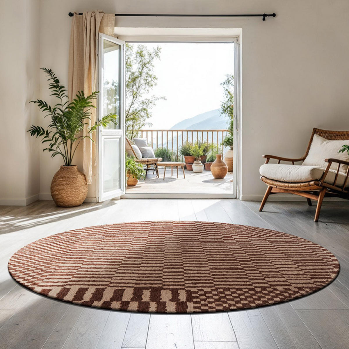 TEPPICH Ksar Structures Berber 240/240 cm - Rot, Textil (240/240cm) - Louis De Poortere