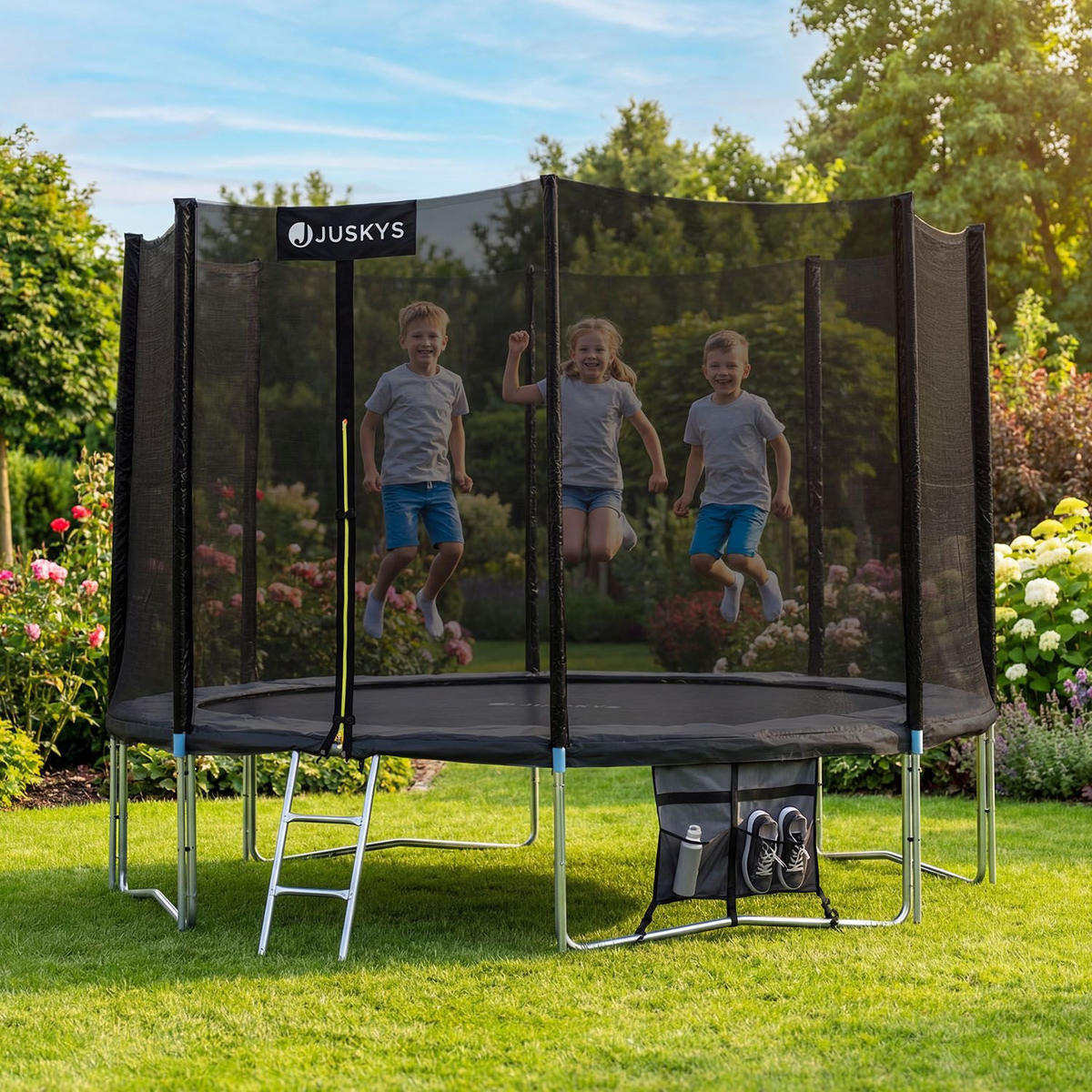 TRAMPOLIN JumpMaster XL 366cm schwarz - Schwarz, Metall (366/366cm) - Juskys