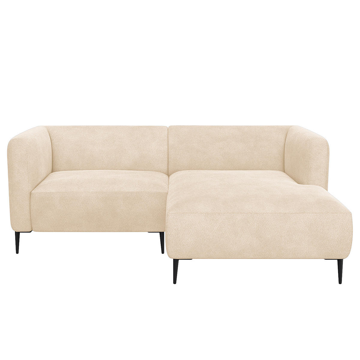 1,5-SITZER ECKSOFA mit Longchair - Beige/Schwarz, Textil/Metall (211/148cm) - home24