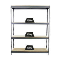 SCHWERLASTREGAL Wood Beast Four HxBxT 200 x 180 x 60 cm 4 Ebenen Fachlast 600 kg Grau - Grau, Metall (180/200/60cm) - PROREGAL